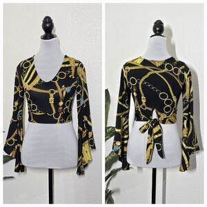 🔥"Polly & Esther" cropped Top/ blouse size S.